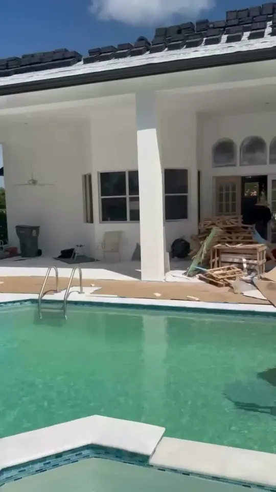 New windows on a pool home renovation